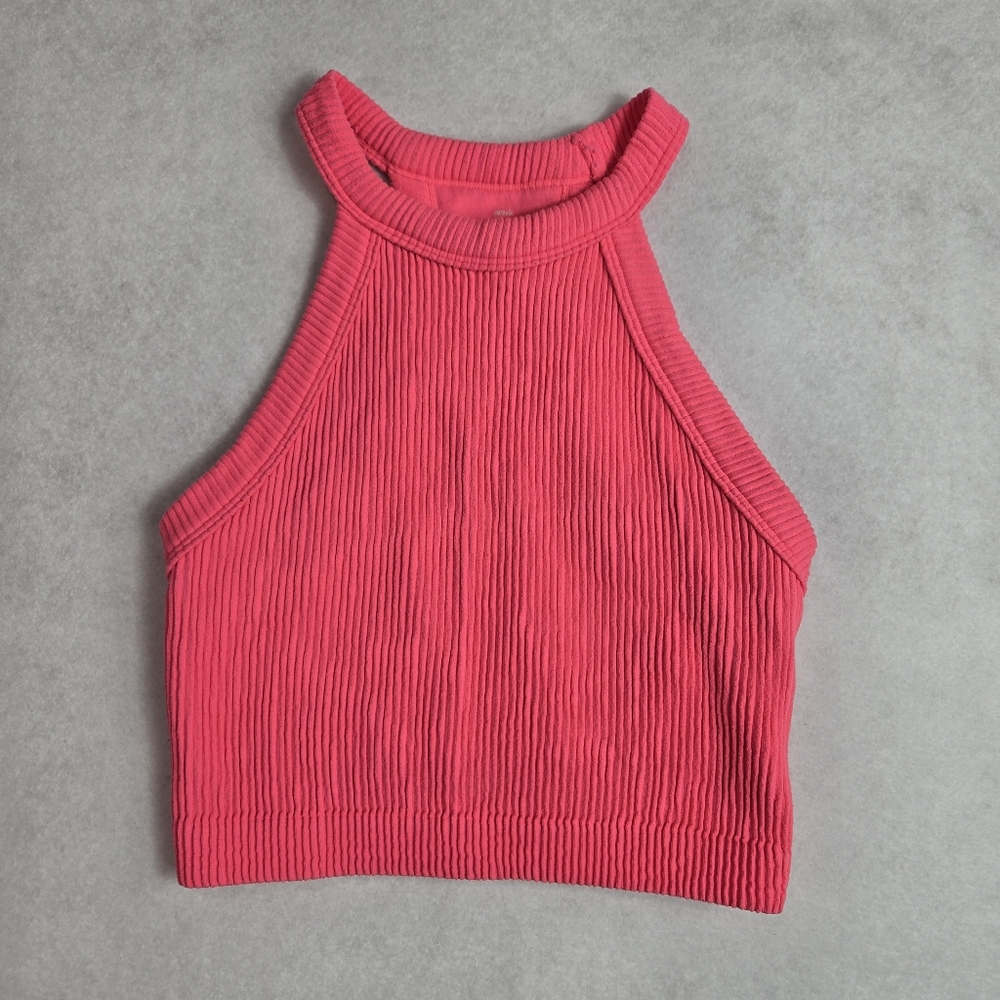 Aerie Women's Pink Ribbed Halter Top